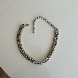 Silver tone beaded choker in rope by NTL